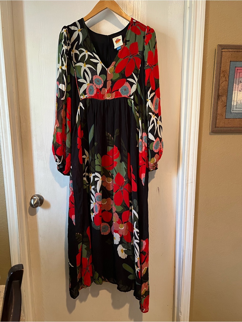 Anthropologie x Farm Rio Long Sleeve Floral Maxi Dress Contemporary Women Sz XL